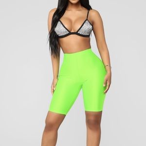 Fashion Nova Neon Green Biker Shorts